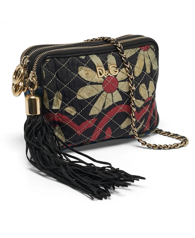 Pre-Owned Dolce & Gabbana Women's Lily Glam Quilted Floral Crossbody Bag
