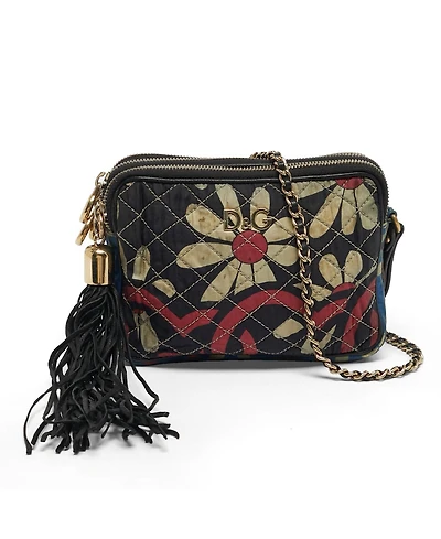 Pre-Owned Dolce & Gabbana Women's Lily Glam Quilted Floral Crossbody Bag