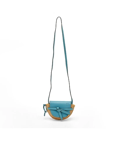 Pre-Owned Loewe Women's Gate Mini Raffia and Leather Shoulder Bag