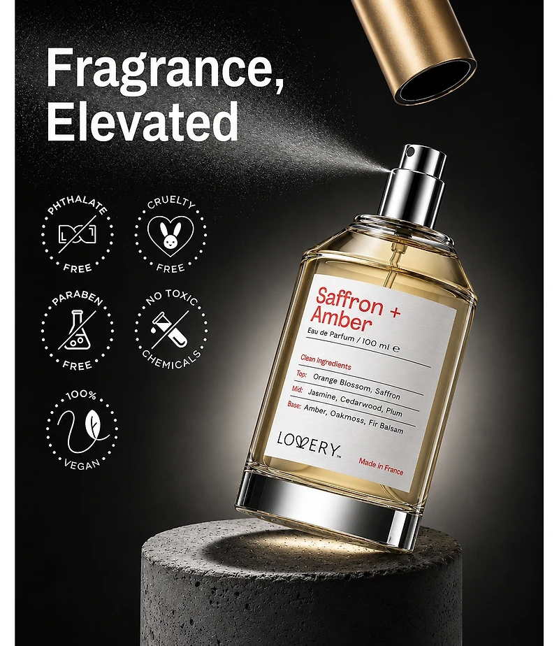 LoveryPlus Saffron + Amber Eau de Parfum 2pc Fragrance Gift Set, 3.4 fl oz Perfume Spray