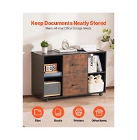 Slickblue 2 Drawer Mobile File Cabinet with Open Storage Shelves