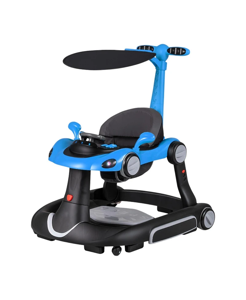 Slickblue 6-in-1 Baby Walker and Activity Center with Canopy, Music Rocker