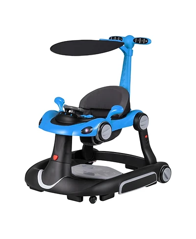 Slickblue 6-in-1 Baby Walker and Activity Center with Canopy, Music Rocker