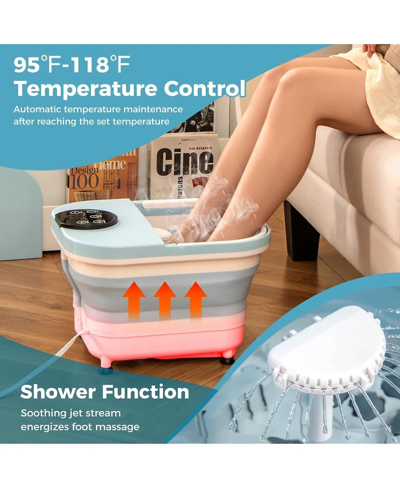 Ecooso Collapsible Foot Spa Massager Foot Bath Tub with Heat Shower and Timer