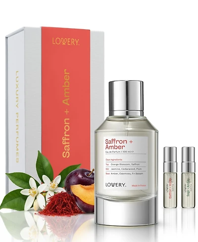 Lovery Plus Saffron + Amber Eau de Parfum Perfume Set - 3.4fl oz Women Perfume Gift Set with Mini Perfume and Free Gift Sample