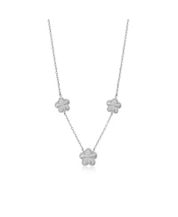 The Lovery Fluted Flower Trio Necklace Sterling Silver