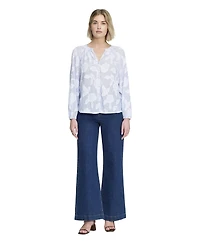Finery London Women's Ivie Floral-Print Button-Through V-Neck Long-Sleeve Blouse