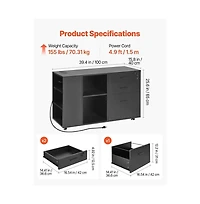 Slickblue 3 Drawer Mobile File Cabinet with Power Strip and Shelves