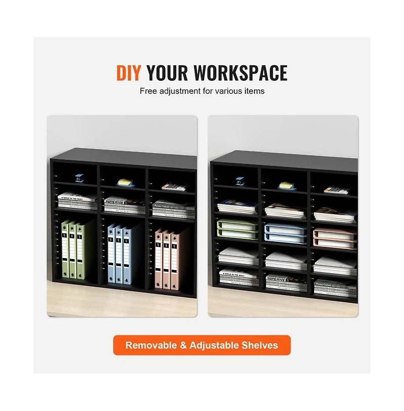 Slickblue Wood Mail Sorter 24 Compartments with Removable Shelves