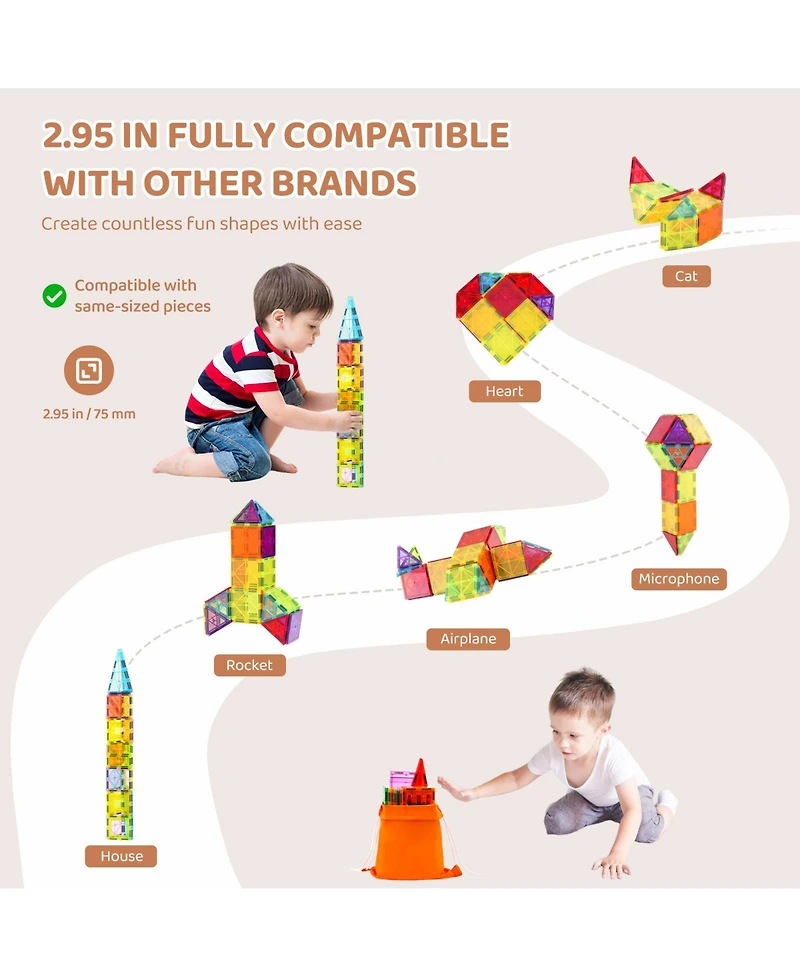 Sugift Magnetic Building Tiles 32-Piece Building Set, Ages 3+