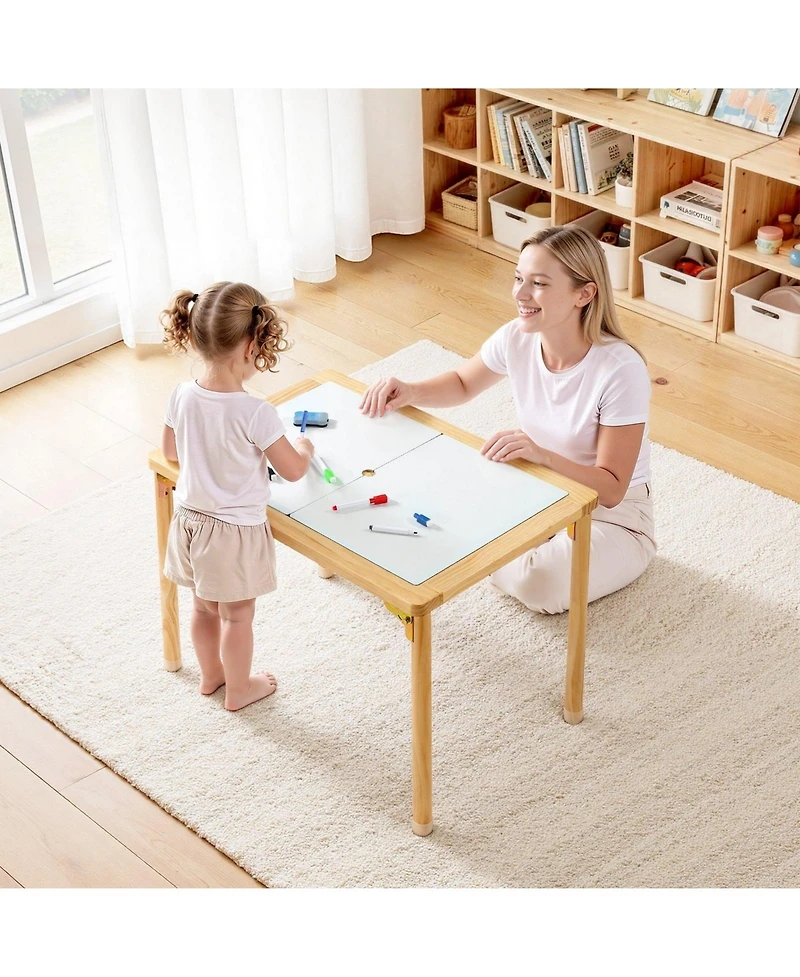 Sugift Foldable Double-Sided Sensory Table with 3 Storage Bins, Ages 3+