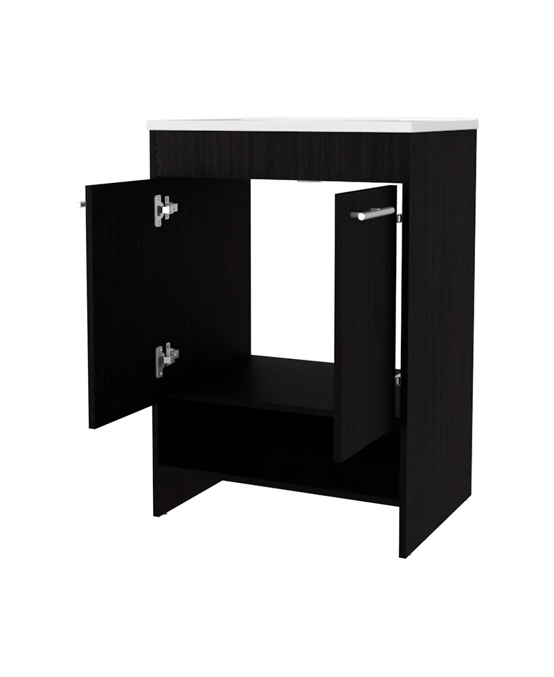 Fm Furniture Shell Bathroom Vanity with 2 Doors and Open Storage