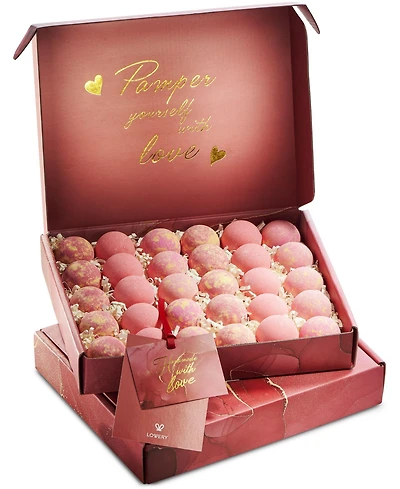 Lovery Handmade Bath Bomb Gift Set, 30pc Bubble Bath Fizzy in Rose Petal, Jasmine and Pink Grapefruit Scents