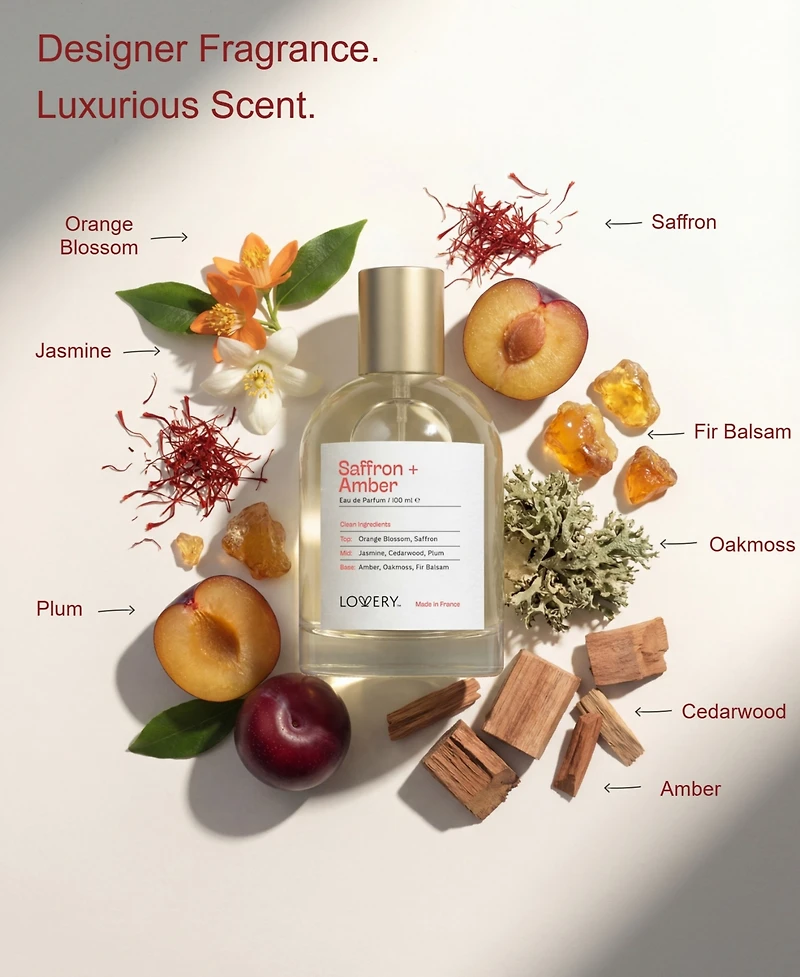 Lovery Saffron + Amber 3pc Perfume Gift Set - 3.4fl oz Womens Fragrance Spray with 2 Travel Size Mini Perfumes