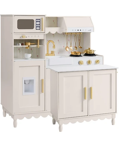 Best Choice Products Kids Play Kitchen Set with Espresso Machine, Ice Maker, Storage Island and Accessories