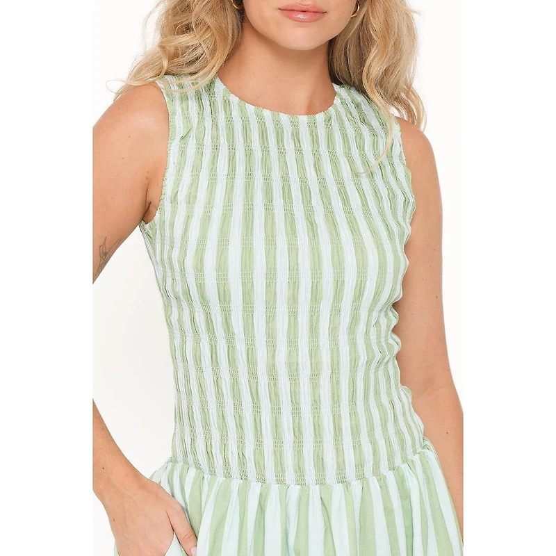 Petal and Pup Women's Maleny Smocked Striped Sleeveless Maxi Dress