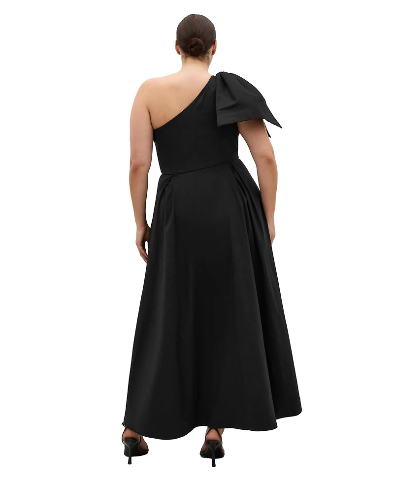 City Chic Plus Captivate One-Shoulder Fit & Flare Hi-Lo Dress