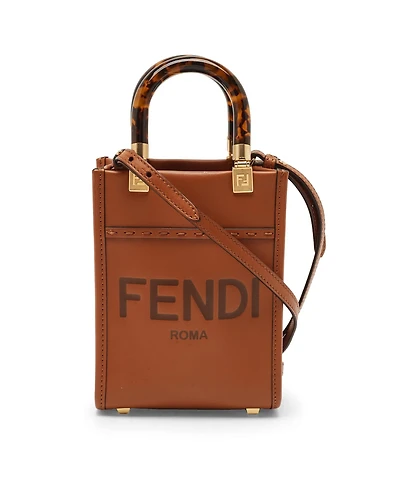 Pre-Owned Fendi Women's Sunshine Mini Leather Tote with Tortoiseshell Handles