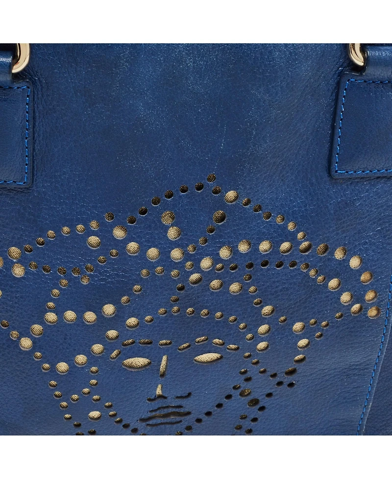 Pre-Owned Versace Women's Leather La Medusa Perforated Chain Tote Bag