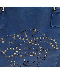 Pre-Owned Versace Women's Leather La Medusa Perforated Chain Tote Bag