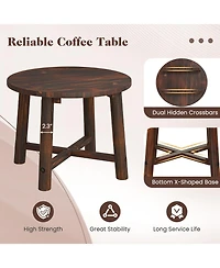 Mecale 24 in Round Solid Wood End Table with X-Shaped Base