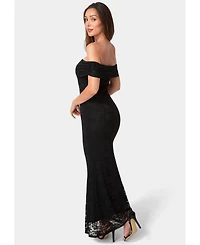 Bebe Women's Off-the-Shoulder Lace Maxi Dress