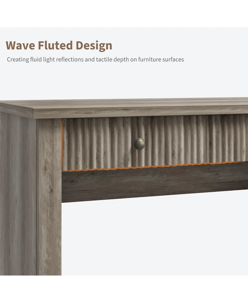 homfan 54" Fluted Executive Desk with File Drawer & Storage Drawers,Grey