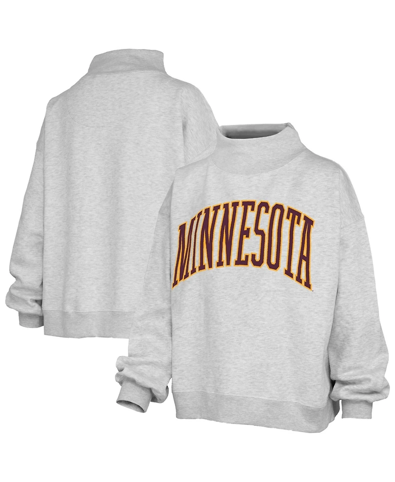 Pressbox Women's Nelson Minnesota Golden Gophers Oversized Mock-Neck Sweatshirt
