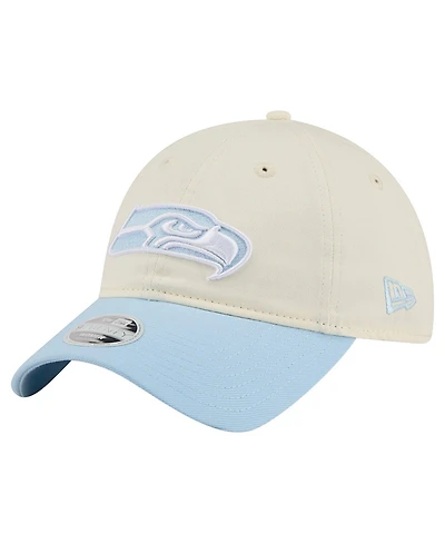 New Era Women's Cream/Coastal Blue Seattle Seahawks 9TWENTY Adjustable Hat