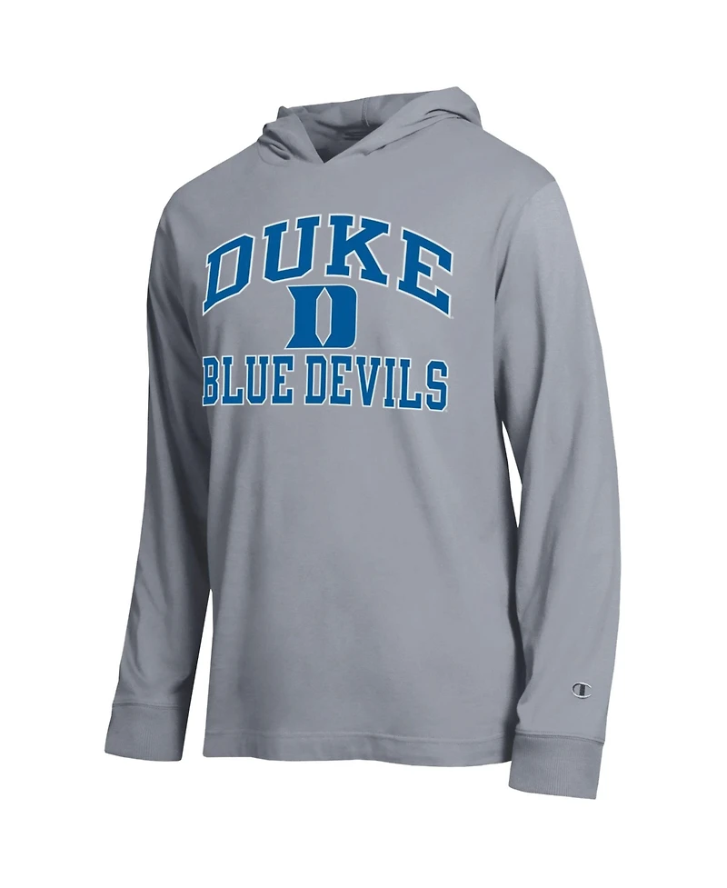 Champion Men's Heather Gray Duke Blue Devils High Motor All-Star Long Sleeve Hooded Sweatshirt