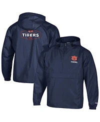 Champion Men's Navy Auburn Tigers Delay Packable Half-Zip Jacket
