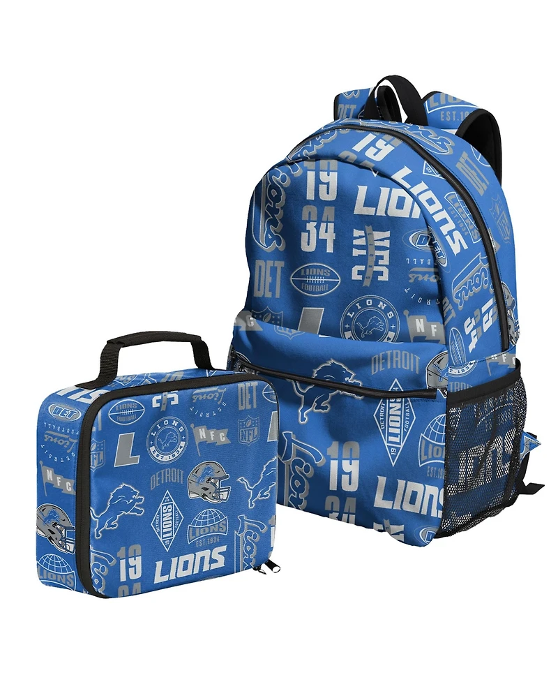 Outerstuff Boys' and Girls' Detroit Lions Adjustable Insulated Backpack and Lunchbox Set