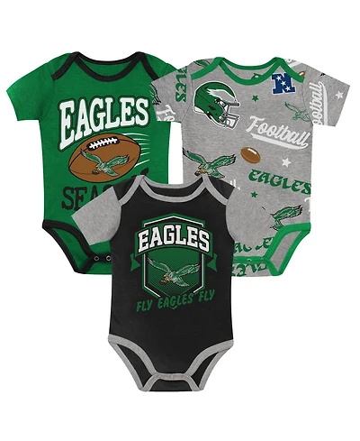 Outerstuff Baby Boys' and Girls' Philadelphia Eagles First Round Pick Screen Print 3-Piece Creeper Set