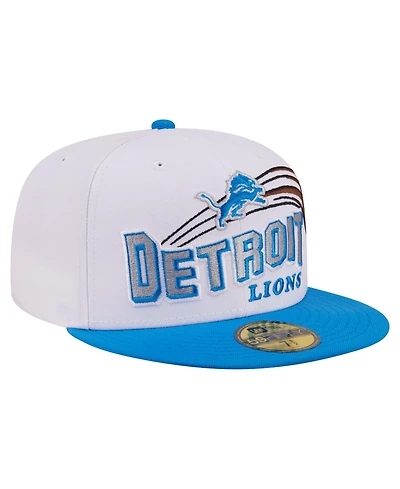 New Era Men's White/Blue Detroit Lions Retro Swoop 59FIFTY Fitted Hat