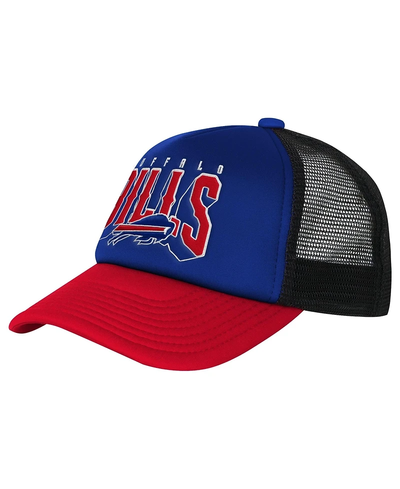 Outerstuff Big Boys and Girls Buffalo Bills Handoff Foam Front Panel, Curved-Bill Trucker Hat