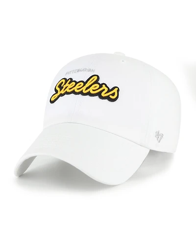 '47 Brand Women's White Pittsburgh Steelers Trendy Script Clean Up Adjustable Hat