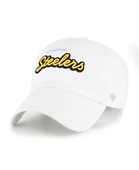 '47 Brand Women's White Pittsburgh Steelers Trendy Script Clean Up Adjustable Hat