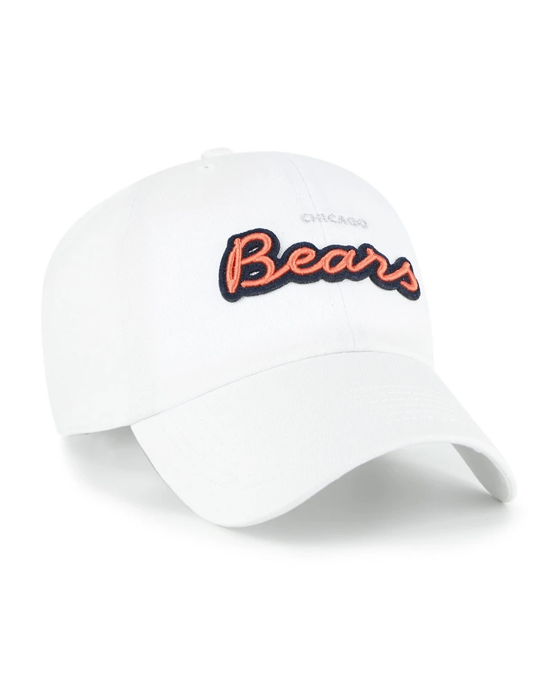 '47 Brand Women's White Chicago Bears Trendy Script Clean Up Adjustable Hat