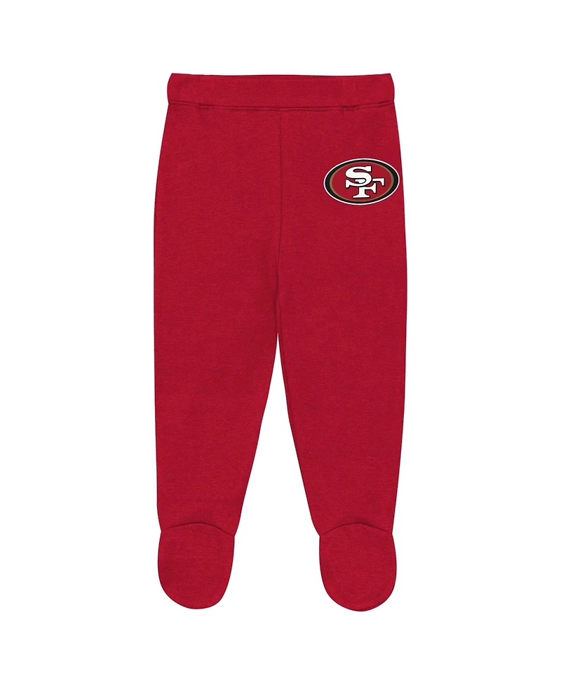 Outerstuff Baby Boys' San Francisco 49ers Huddles Giggles Long-Sleeve Creeper, Pants and Hat, 3-Piece Set