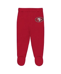 Outerstuff Baby Boys' San Francisco 49ers Huddles Giggles Long-Sleeve Creeper, Pants and Hat, 3-Piece Set
