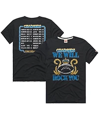 Homage Men's and Women's Charcoal Los Angeles Chargers 2026 Nfl Schedule Queen Tri-Blend T-Shirt