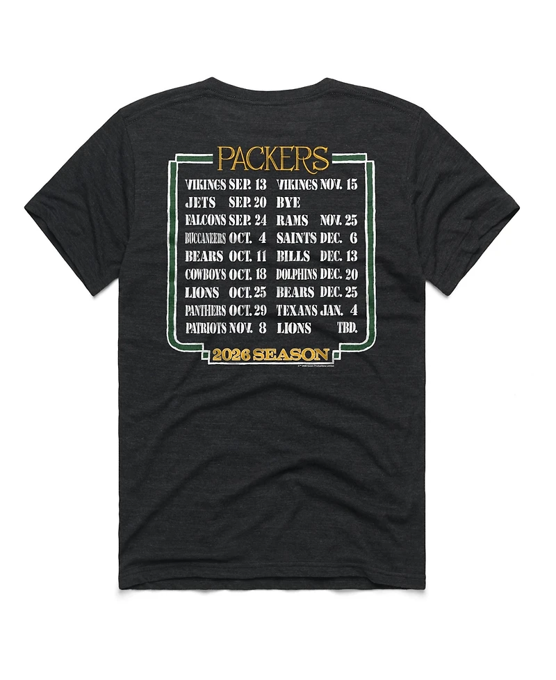 Homage Men's and Women's Green Bay Packers Schedule Queen Tri-Blend T-Shirt