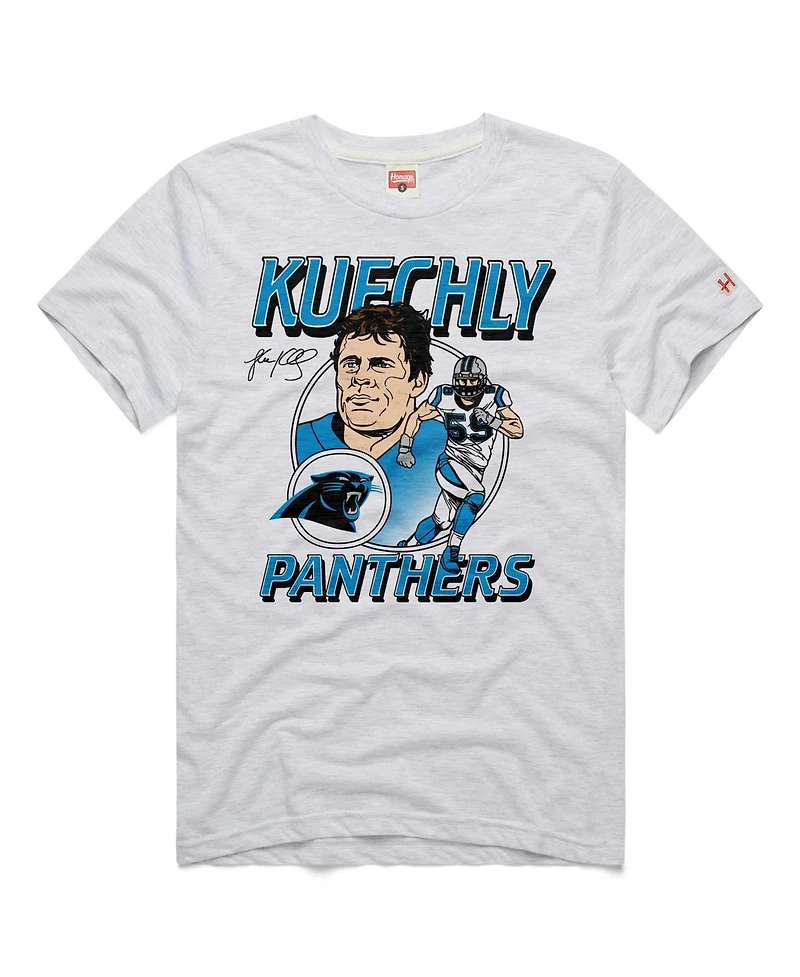 Homage Men's Carolina Panthers Luke Kuechly Classic Illustration Tri-Blend Screen-Print T-Shirt