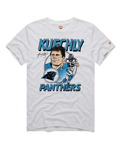 Homage Men's Carolina Panthers Luke Kuechly Classic Illustration Tri-Blend Screen-Print T-Shirt