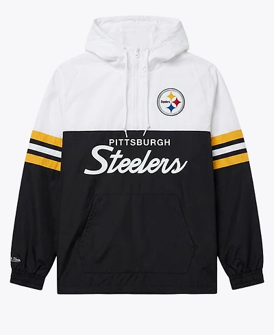 Mitchell & Ness Men's Black Pittsburgh Steelers Head Coach Anorak Quarter-Zip Windbreaker Jacket