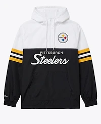 Mitchell & Ness Men's Black Pittsburgh Steelers Head Coach Anorak Quarter-Zip Windbreaker Jacket