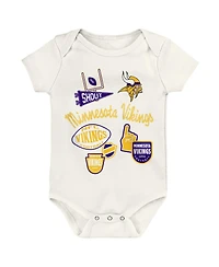 Outerstuff Baby Boys and Girls Minnesota Vikings Littlest Player Short-Sleeve Screen-Print Bodysuit, 3-Pack