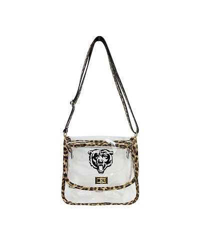 Logo Brands Chicago Bears Leopard Print Trim Clear Purse