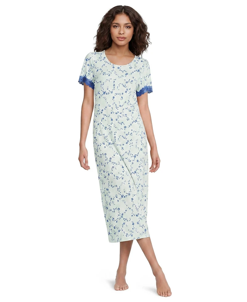 Lands' End Women's Mid-Calf Scoop Neck Nightgown
