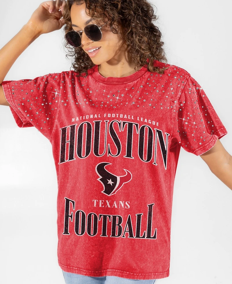 Gameday Couture Women's Houston Texans Sparkle Score Washed Micro Rhinestone T-Shirt
